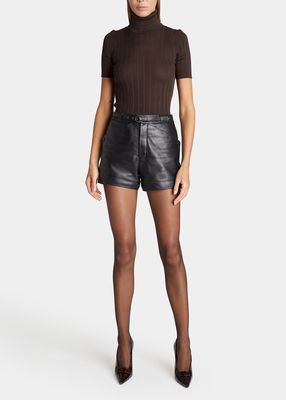 Leather Belted Shorts