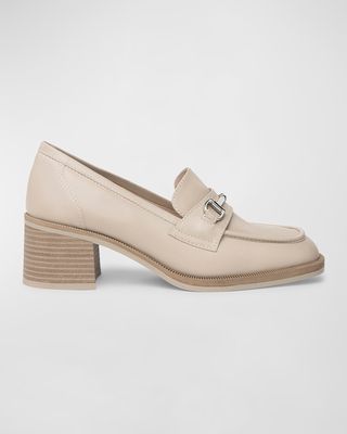 Leather Bit Strap Heeled Loafers