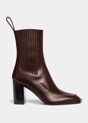 Leather Block-Heel Chelsea Boots
