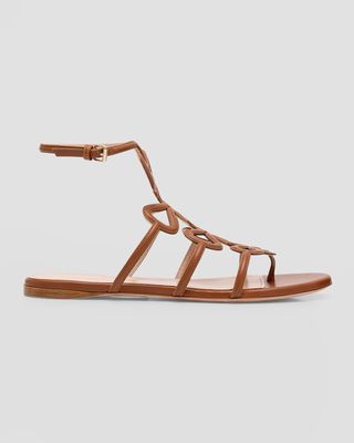 Leather Bow Flat Gladiator Sandals