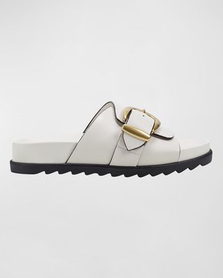 Leather Buckle Easy Slide Sandals