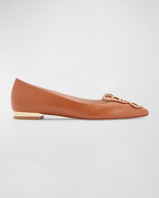 Leather Butterfly Ballerina Flats