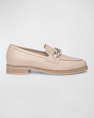 Leather Chain Slip-On Loafers