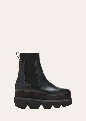 Leather Chunky Chelsea Ankle Boots