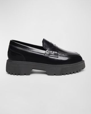 Leather Chunky Penny Loafers