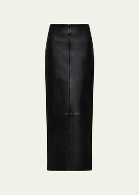Leather Column Midi Skirt