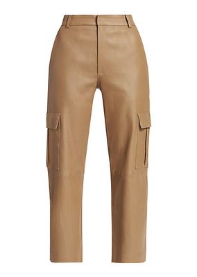 Leather Crop Cargo Pants
