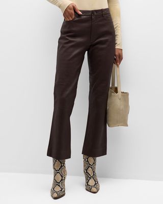 Leather Cropped Flare Pants