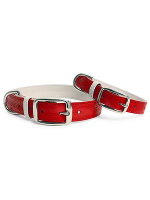 Leather Dog Collar - Lipstick Red - Size Large - Lipstick Red - Size Large