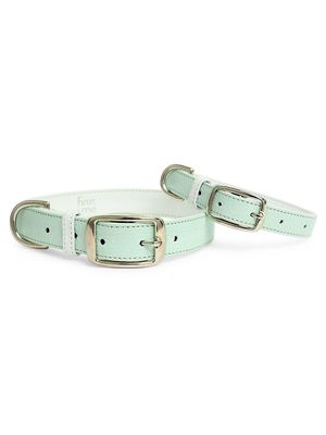 Leather Dog collar - Mint Matcha - Size Large - Mint Matcha - Size Large