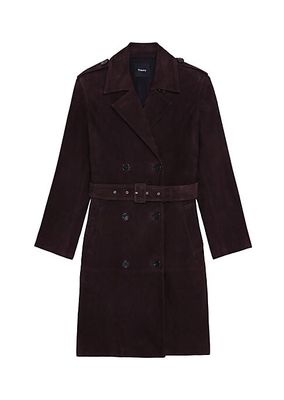 Leather Double-Breasted Trench Coat