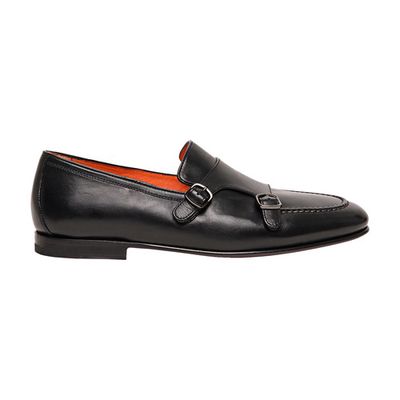 Leather double-buckle loafer