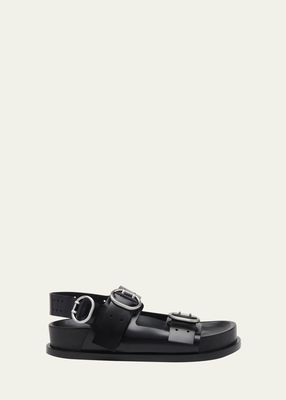 Leather Dual-Buckle Sporty Sandals