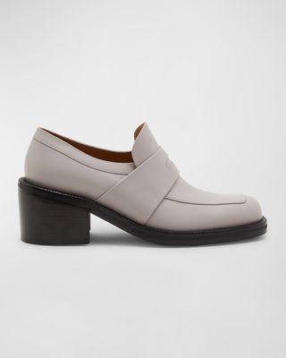Leather Heeled Penny Loafers