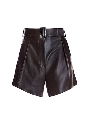 Leather High-Waist Belted Shorts