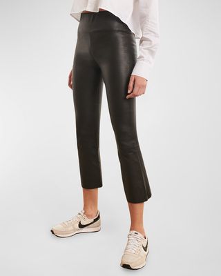 Leather High-Waist Cropped Flare Leggings