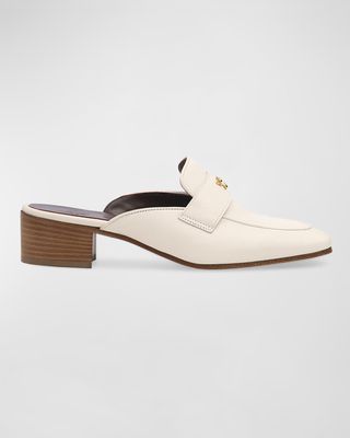Leather Medallion Loafer Mules