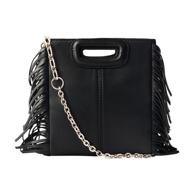Leather mini m bag with chain