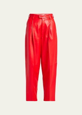 Leather Pintuck Trousers