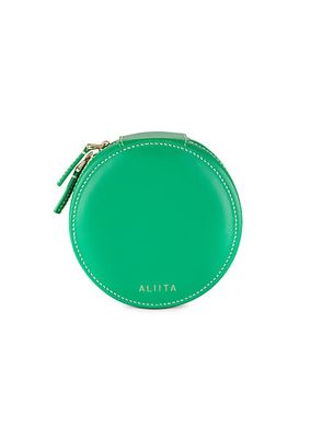Leather Round Jewelry Pouch