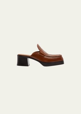 Leather Slide Sabot Loafers