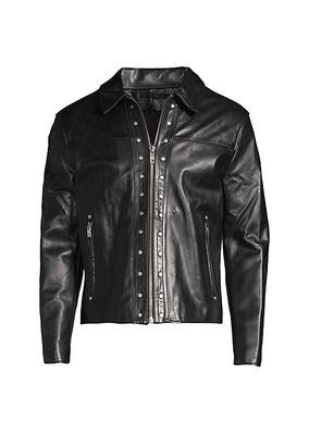 Leather Slim-Fit High-Gloss Biker Jacket