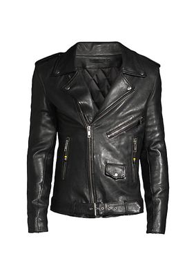 Leather Slim-Fit High-Gloss Motorcycle Jacket
