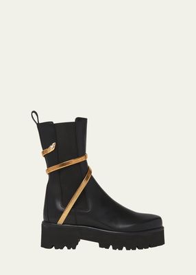 Leather Snake Chelsea Boots