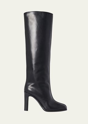 Leather Stiletto Mid Boots