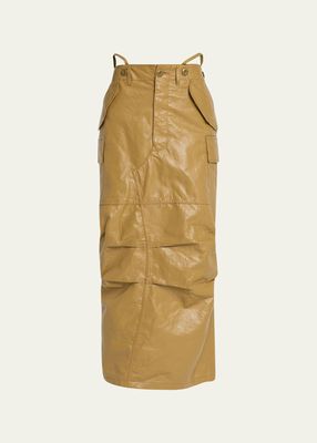 Leather Straight Cargo Skirt