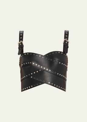 Leather Studded Bustier Top