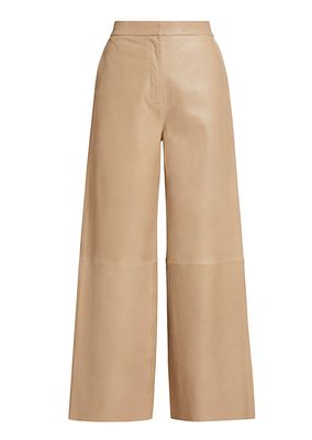 Leather Wide-Leg Crop Pants