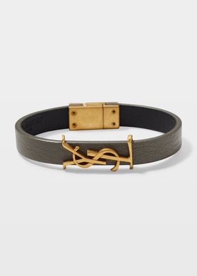 Leather YSL Monogram Bracelet