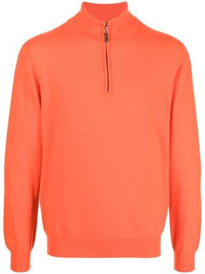 Leathersmith of London half-zip fastening knit jumper - Orange