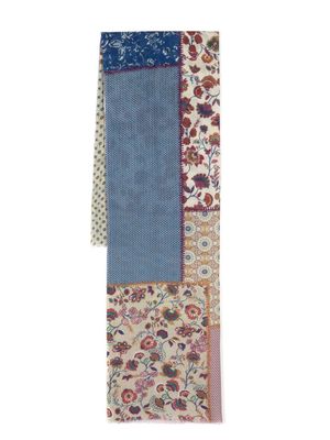 Leathersmith of London patchwork frayed scarf - Neutrals