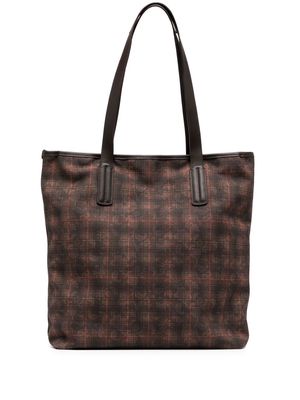 Leathersmith of London tartan-check print tote bag - Brown
