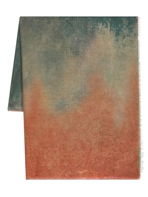 Leathersmith of London Watercolour frayed scarf - Orange
