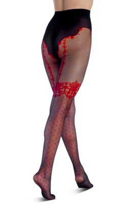 LECHERY Lace & Dot Tights in Black