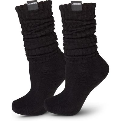 LECHERY® Gender Inclusive Scrunch Crew Socks in Black 