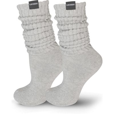 LECHERY® Gender Inclusive Scrunch Crew Socks in Grey 