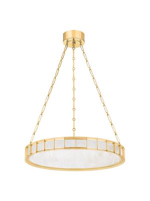 Leda Single-Light Chandelier - Vintage Brass Alabaster