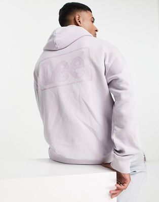 Lee back logo loose fit hoodie in washed lilac-Purple
