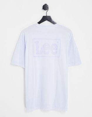 Lee central & back logo loose fit T-shirt in washed light blue