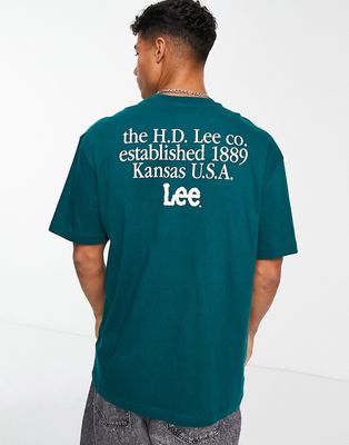 Lee central box logo loose fit t-shirt in dark green