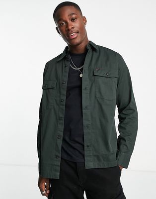 Lee label logo twill utility shirt relaxed fit in dark green