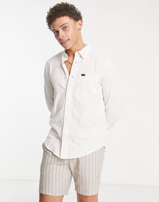 Lee Leesure regular fit cotton linen chambray shirt in cream-White