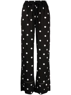 Lee Mathews Olive polka dot-print trousers - Black