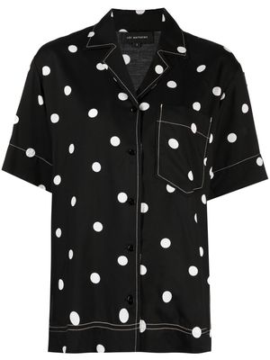 Lee Mathews Olive SS polka dot-print shirt - Black