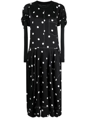 Lee Mathews polka dot-print midi dress - Black