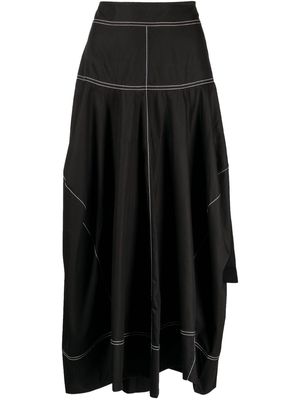Lee Mathews Soho contrast-stitching cotton skirt - Black